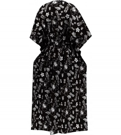 Nightgowns & Sleepshirts Women's Maxi Caftan Evening Gowns Casual Dress Cover Ups Drawstring - Halloween Black_i614 - C917YII...