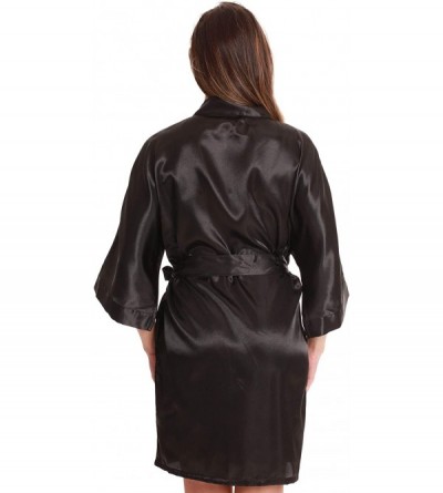 Robes Satin Robe for Women Kimono Robes - Black - C818LGNO77K $15.27