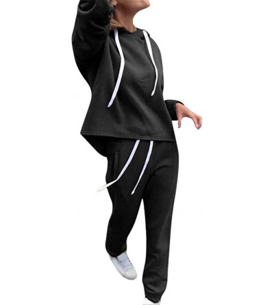 Sets Tracksuit Sweatshirt Pants Sets Women 2Pcs Sports Long Sleeve Casual Suit - Black 04 - CU1982A7G60 $18.49