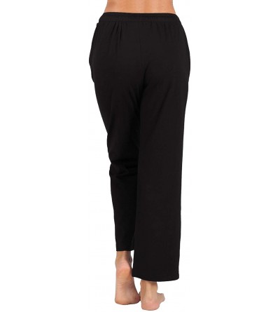 Bottoms Womens Pajama Pants Cotton Sleep Pants Stretch Yoga Knit Lounge Pants with Pockets - Black- Straight-legged - CV18KNR...