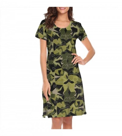 Nightgowns & Sleepshirts Women's Camouflage Army Short Sleeve Nightgown Soft Sleeping Shirts Loungewear Nightshirts - Camoufl...