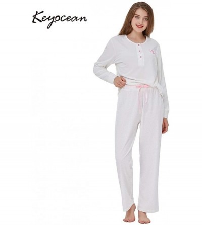 Sets Women Pajama Sets- Comfortable Warm Cotton Women PJ Sets with Long Pant- Soft Cozy Sleepwear Set for Fall Winter - Cream...
