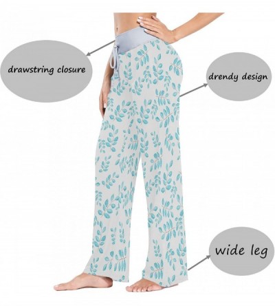 Bottoms Blue Crystal Leaves Women's Pajama Pants Lounge Sleep Wear - Multi - C819C99W2MW $18.73