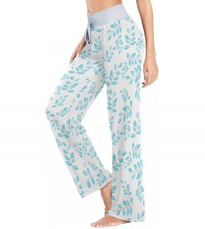 Bottoms Blue Crystal Leaves Women's Pajama Pants Lounge Sleep Wear - Multi - C819C99W2MW $18.73
