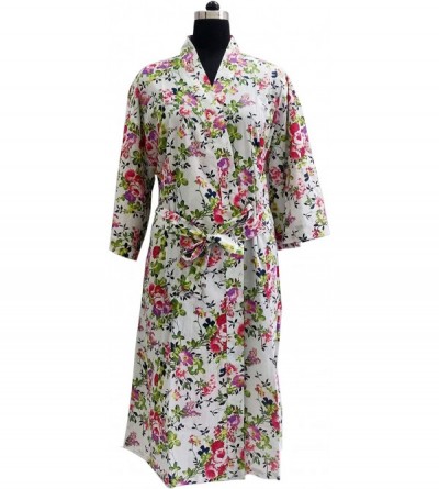 Robes Cotton Printed Bathrobe- 100% Soft Cotton-Kimono- Dressing Gown- Kimono Robe- Bath Robe for Women - Winter Mood - CR199...