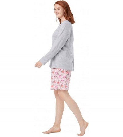 Tops Women's Plus Size Satin Trim Sleep Tee Pajama Top - Soft Iris (0829) - CU19C76XK26 $28.26