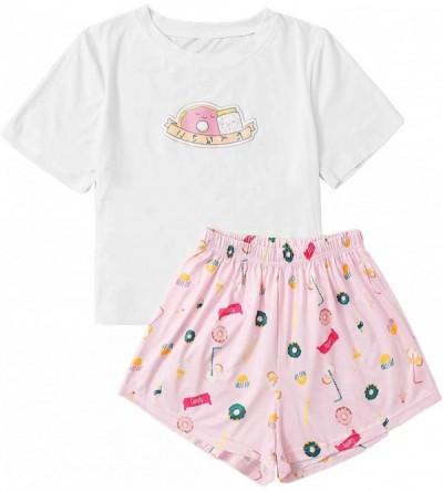 Sets Women's Flamingo Print Cami and Plaid Shorts Pajama Set - Pink Dounts - C4190DUCE77 $25.85