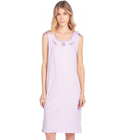 Nightgowns & Sleepshirts Women's Sleeveless Embroidered Pointelle Nightgown Sleep Dress - Lilac Purple - C718EQ8NKMU $18.20