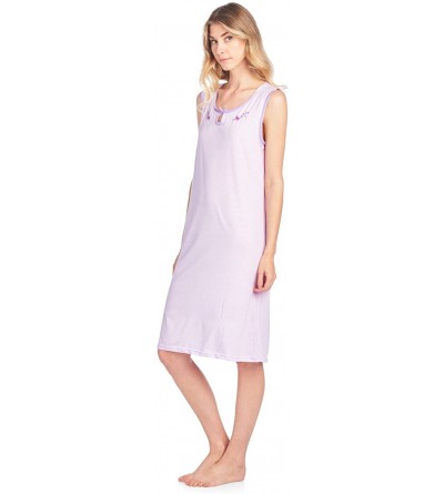 Nightgowns & Sleepshirts Women's Sleeveless Embroidered Pointelle Nightgown Sleep Dress - Lilac Purple - C718EQ8NKMU $18.20