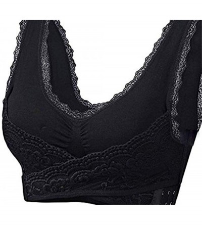 Bras New Upgrade Women's Seamless Cross Front Side Buckle Lace Sport Push Up Bra with Removable Pads - Black - CE193DZITSK $1...