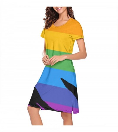 Tops Crewneck Short Sleeve Nightgown Bisexual Pride Flag聽 Printed Nightdress Sleepwear Women Pajamas Cute Lgbt Pride Rainbow ...