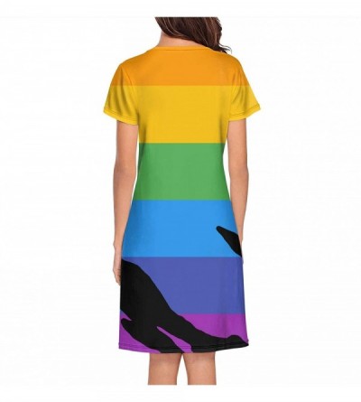 Tops Crewneck Short Sleeve Nightgown Bisexual Pride Flag聽 Printed Nightdress Sleepwear Women Pajamas Cute Lgbt Pride Rainbow ...