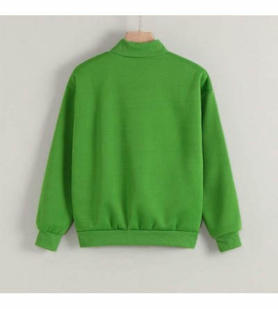 Thermal Underwear Women Casual Solid Cat Print Long Sleeve Hoodie Sweatshirt Hooded Pullover Tops Blouse - B-green - CS193ZLZ...