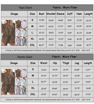 Sets Home Wear Set- Women Pajamas Shorts Set Drawstring Pants Tie-dye Leopard Tops - Blue Pink - CX1908K3LSI $20.01