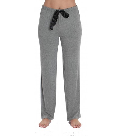 Bottoms Ultra Soft Solid Stretch Jersey Pajama Pants for Women - Grey With Black - C418UO2DDEO $24.66