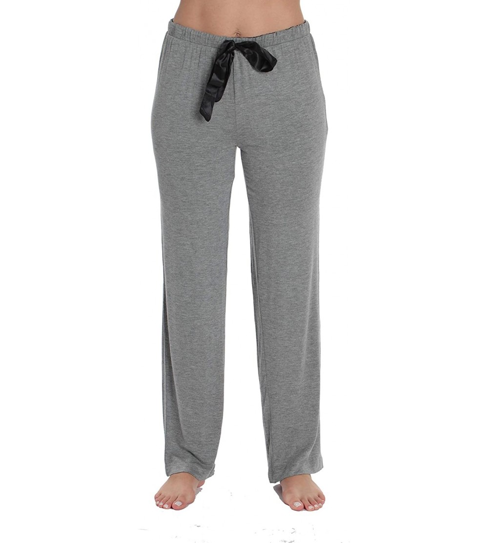 Bottoms Ultra Soft Solid Stretch Jersey Pajama Pants for Women - Grey With Black - C418UO2DDEO $16.23