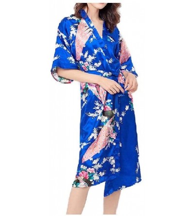 Robes Women's Wrap Robe Night Shirt Charmeuse Lounger Sexy Loungewear AS3 S - As3 - CT19DCSKIIW $20.84