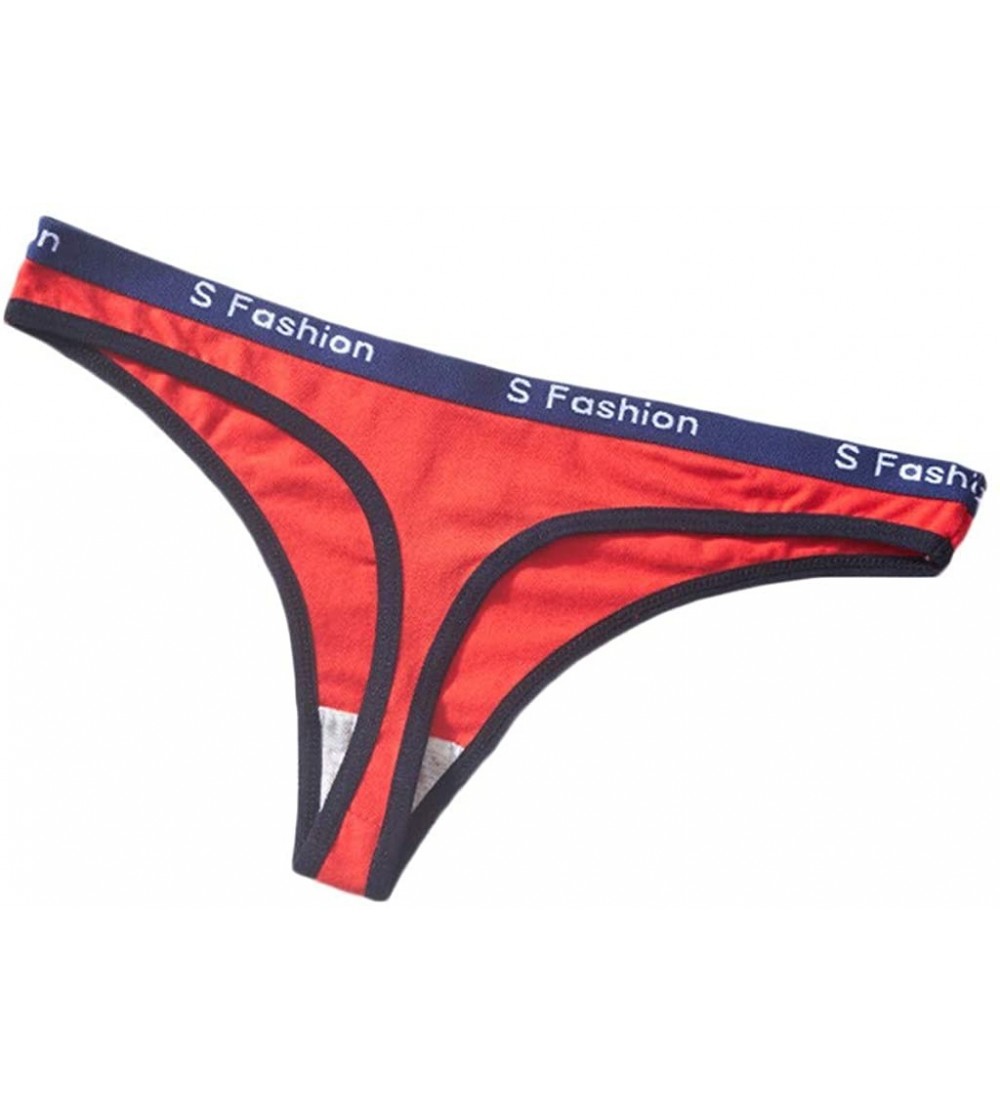Thermal Underwear Sexy Women Thong Panties Fashion Letter G-String Underpants Lingerie Briefs - Red - CI196LA4O9N $10.83