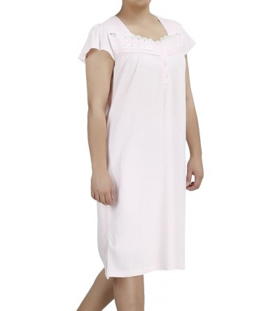 Nightgowns & Sleepshirts Women's Nightgowns13 Cap Sleeve Cotton Nightgown - Pink - C512CZAY1WV $19.46