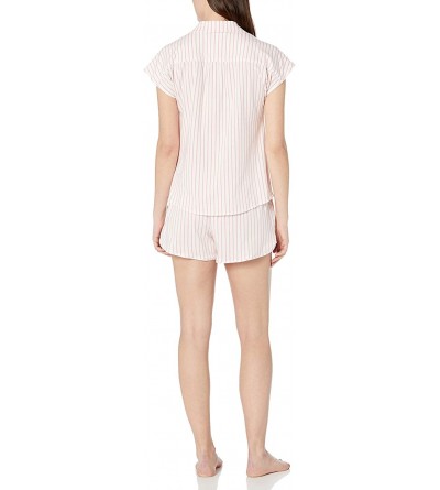 Sets Women's Notch Collar Pajama Set - Pink Stripe - CP18Q0AT6D5 $22.53