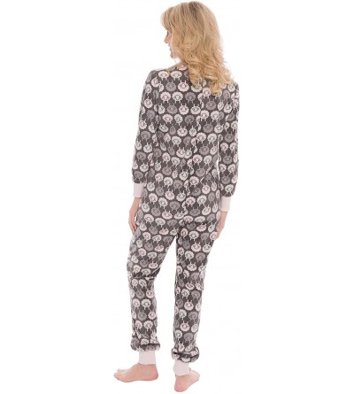 Sets Women's Premium Microfleece Onesie Jumper Pajama - Sheep Charcoal - CU12LXFG6OL $44.57