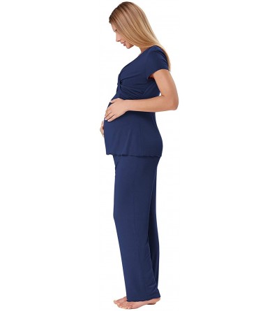 Sets Women Ultra Soft Maternity & Nursing Pajama Set Pregnancy Sleepwear - Dark Blue - CV198DWWXQS $24.94