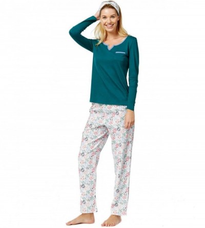 Sets Women's Packaged Knit Top with Flannel Pant Pajama Set - Drawn Ornaments - CG17X6R80O9 $32.14