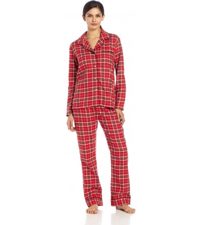 Sets Women's Flannel Pajama Set - Red/Blue - CL11GNAGOPR $26.15
