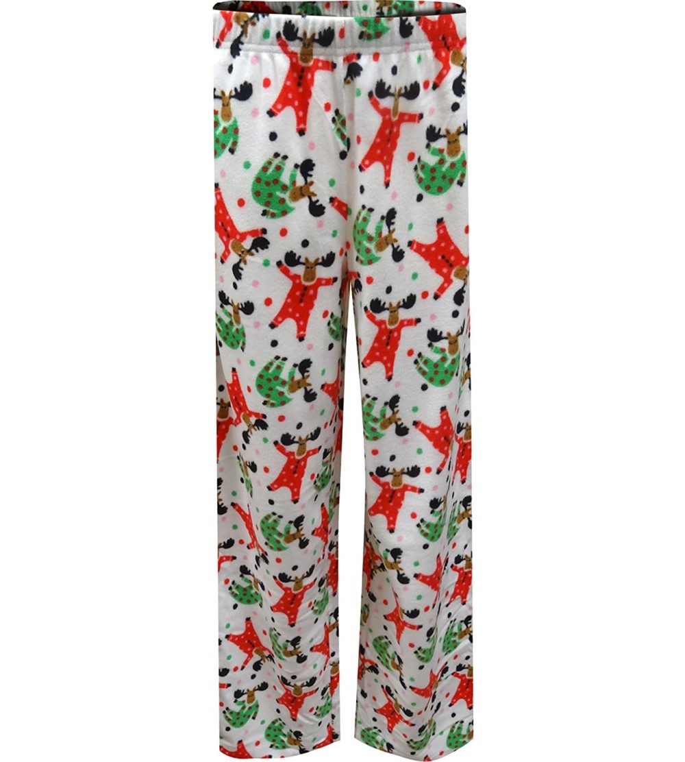 Bottoms Women's Merry Christmas Moose Micro Fleece Holiday Lounge Pants - CO12O8Z7LCT $24.94