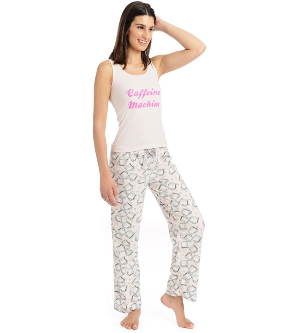 Sets Junior's Knit Pajama Tank Top with Luxe Fleece Sleep Pants - Pink - CR18G3UQTRT $11.33