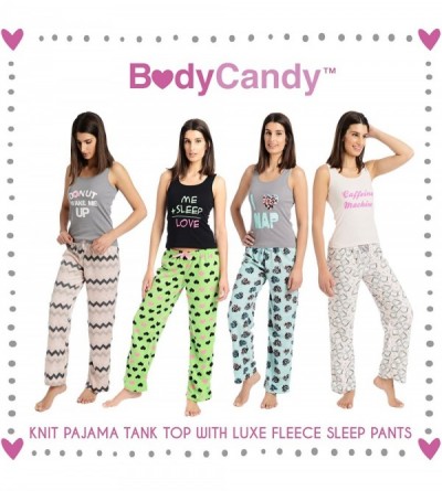 Sets Junior's Knit Pajama Tank Top with Luxe Fleece Sleep Pants - Pink - CR18G3UQTRT $11.33