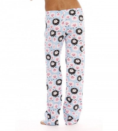 Bottoms 100% Cotton Jersey Knit Fun Print Women Pajama Pants Sleepwear - Sheep Blue - CA12JSWS5JF $11.62