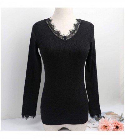Thermal Underwear V Lace Neck Long Johns Women Sleeved Sweater Thermal Knitwear Warm Underwear The Korean Version - See Chart...