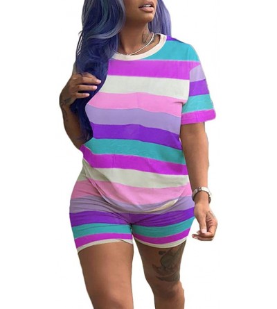 Sets Women's 2 Piece Short Outfits Sweatshirt Clubwear Tracksuits Joggsuit Sportwear Sweatpants - 6198-purple - CY18U3CEMW8 $...