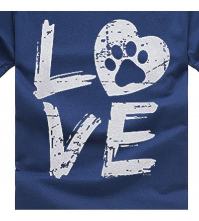 Thermal Underwear Fashion Women's T-Shirt Casual O-Neck Top Loose Short-Sleeved Love Letter - Blue - CP18O89QM8X $12.48