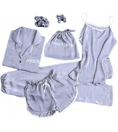 Sets Spring ColorƸ̵̡Ӝ̵̨̄Ʒ Women Silky Satin Pajamas Sleepwear Loungewear Seven Pieces Pj Sets with Pants Gift for Valentines ...