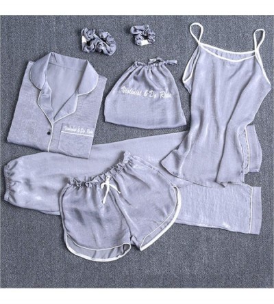 Sets Spring ColorƸ̵̡Ӝ̵̨̄Ʒ Women Silky Satin Pajamas Sleepwear Loungewear Seven Pieces Pj Sets with Pants Gift for Valentines ...