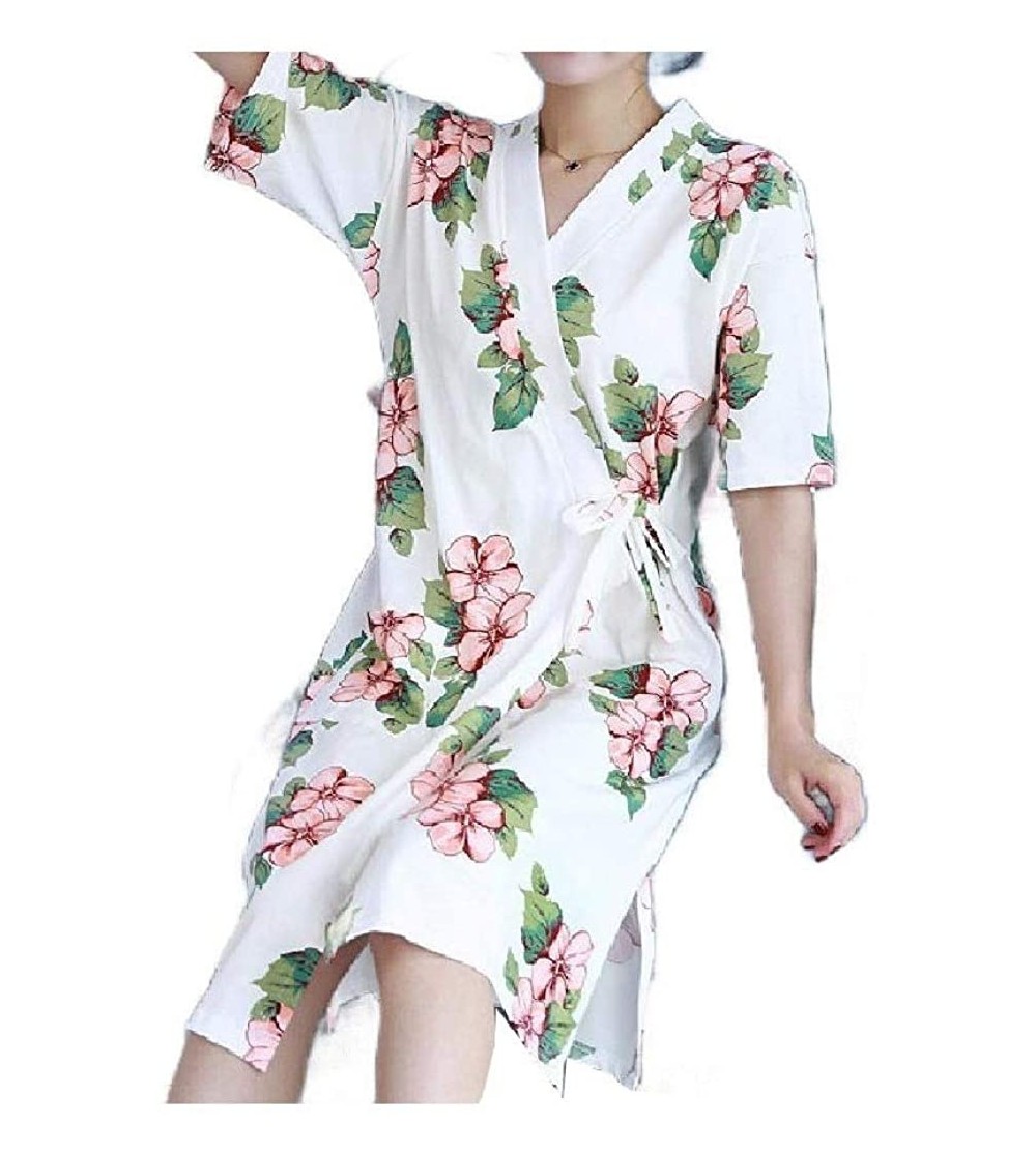 Nightgowns & Sleepshirts Womens Floral Tribal Kimono Plus-Size Pjs Cotton Daily Sleep Dress - As10 - CG19E7I708Q $22.46