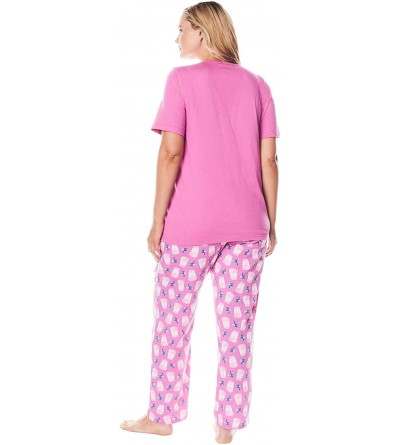 Sets Women's Plus Size Graphic Tee Pj Set Pajamas - Blue Sapphire Hearts (1185) - CT197COMGNX $30.18