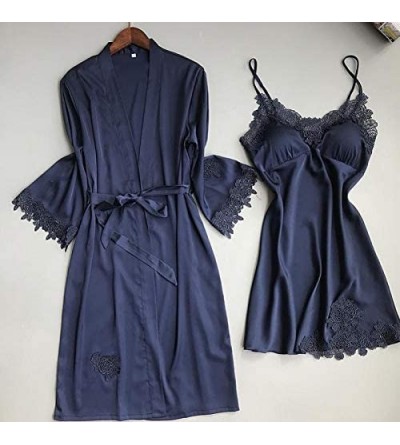 Robes Female Sleepwear Rayon Robe Set Summer Kimono Bathrobe Elegant Style Wedding Parties- Birthday- Summer Sleepwear Satin ...