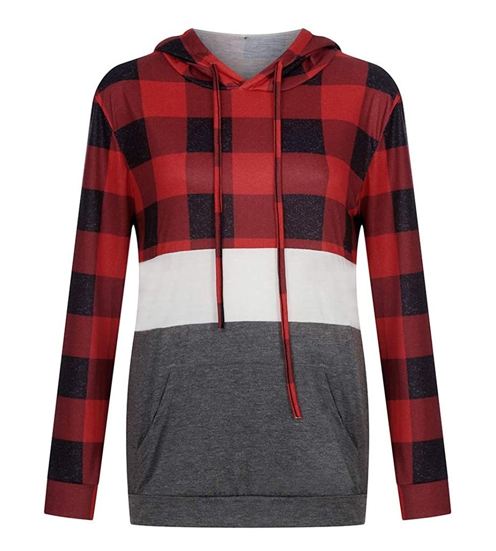 Tops Spring Hooded Sweatshirt Women Fashion T-Shirts Casual Long Sleeve Tee Shirts - Red - C6195H4WYK3 $18.79