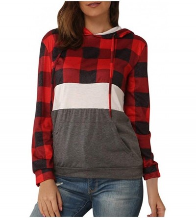 Tops Spring Hooded Sweatshirt Women Fashion T-Shirts Casual Long Sleeve Tee Shirts - Red - C6195H4WYK3 $18.79