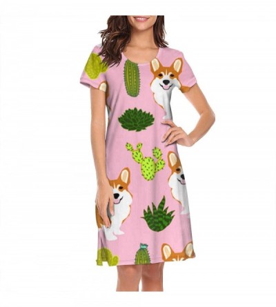 Tops Women's Nightdress Coconut Pineapple Flower Short Sleeve Sleeping Dress Loungewear Sleepwear - White-56 - CT197904IHS $3...