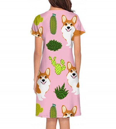 Tops Women's Nightdress Coconut Pineapple Flower Short Sleeve Sleeping Dress Loungewear Sleepwear - White-56 - CT197904IHS $3...
