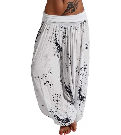Bottoms Women's Comfy Casual Pant 2019 New Printed Loose Wide Leg Yoga Pants - White - CC18SXTLDLU $29.70