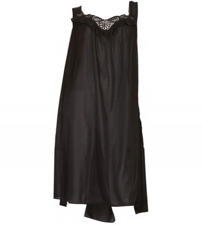 Nightgowns & Sleepshirts Silky Lace Accent Sheer Nightgowns - Medium to 4X Available (9006) - Black - CF180A2D8LQ $11.16