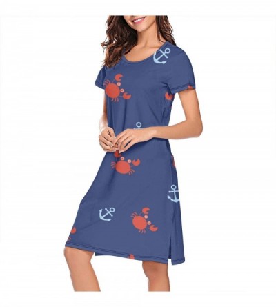 Tops Crewneck Short Sleeve Nightgown Paisley Style Patterns Printed Nightdress Sleepwear Women Pajamas Cute - Crab - C618WR6I...