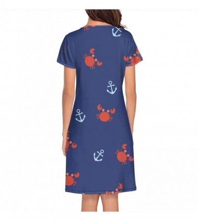 Tops Crewneck Short Sleeve Nightgown Paisley Style Patterns Printed Nightdress Sleepwear Women Pajamas Cute - Crab - C618WR6I...
