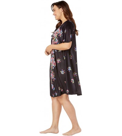 Nightgowns & Sleepshirts Women's Plus Size Short Sweeping Printed Lounger Nightgown - Plum Burst Dahlia (0494) - CR190N3MO90 ...