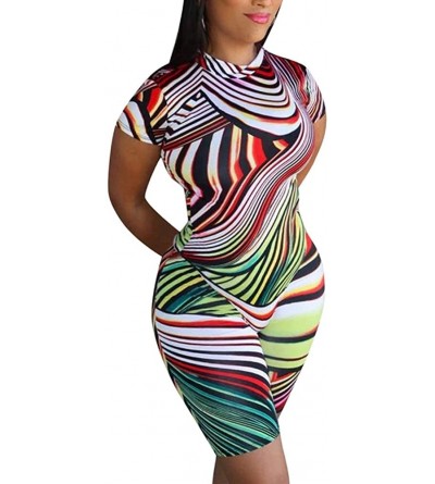 Sets Two Piece Outfits for Women Tie Dye - Summer Tops Shirts with Shorts Tracksuits Set - Coffee - CU198C6ER4E $24.78